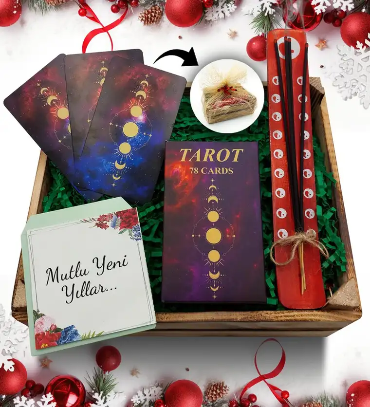 Van Kasa İçerisinde Tarot Kartları & Çubuk Tütsü Hediye Seti Siparişi