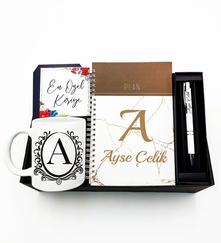 Bitlis Kişiye Özel Defter & Beyaz Kupa Bardak & Beyaz Kalem Hediye Seti Siparişi