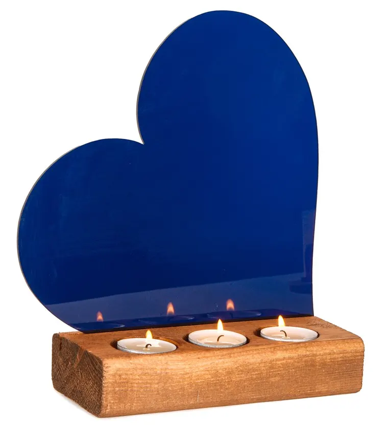 Bitlis Lacivert Kalpli Pleksi 3'lü Tealight Mum Siparişi