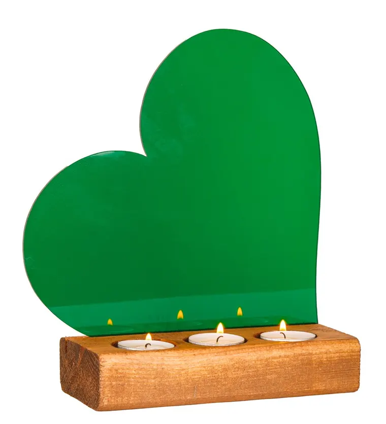 Van Yeşil Kalpli Pleksi 3'lü Tealight Mum Siparişi