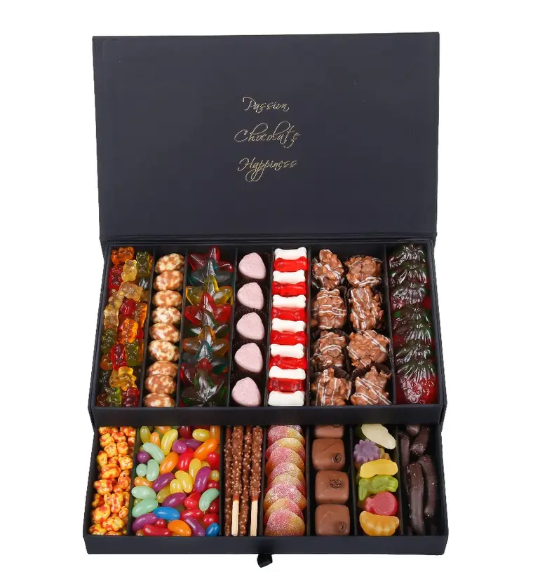 2 Katlı Siyah Gurme Jelly&Çikolata Büyük Kutu - Aksaray çiçek siparişi