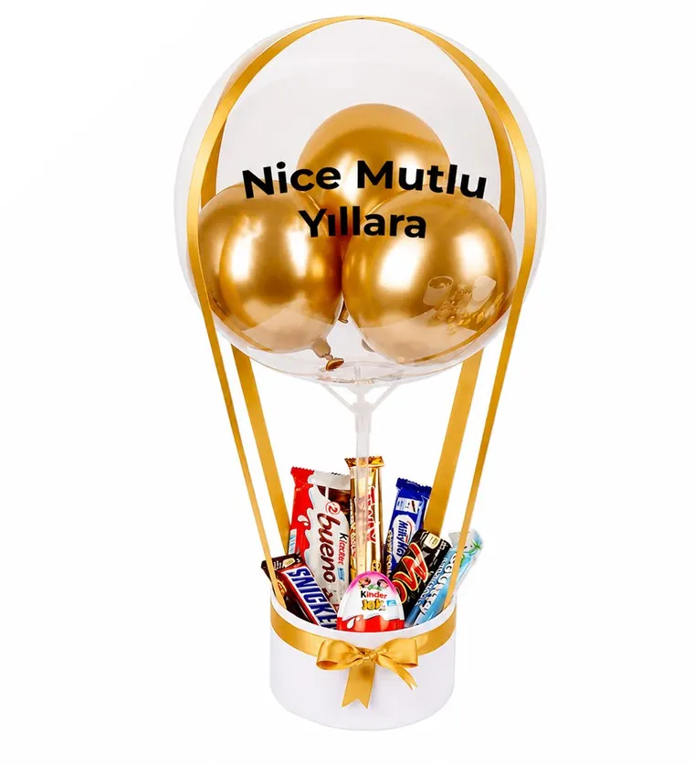 Aksaray Balonlu Çikolata Beyaz Kutu Gold Siparişi
