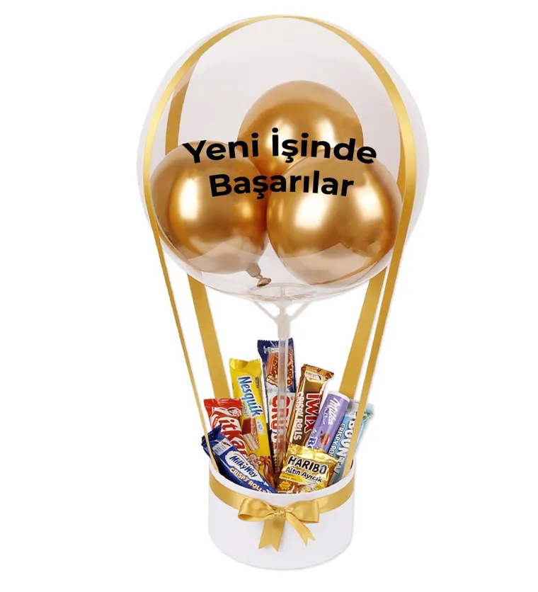 Van Balonlu Çikolata Kutusu v2 Beyaz Gold Siparişi