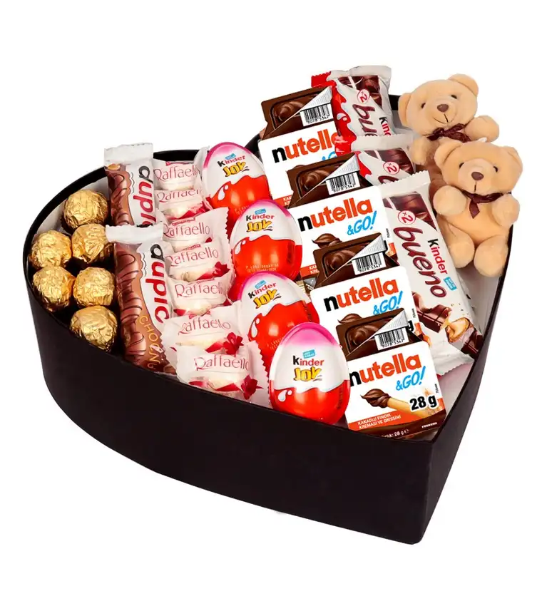 Dev Kalp Kutuda Mini Ayıcıklı Gourmet - Van çiçek siparişi