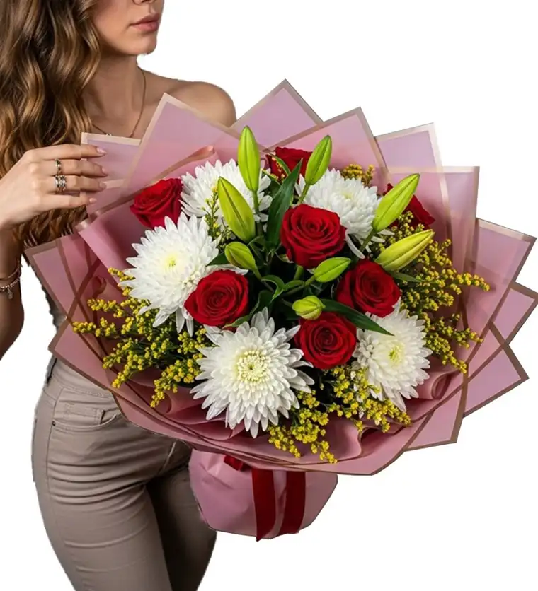 Kırmızı Gül ve Beyaz Anastasia Premium Buket - Bitlis çiçek siparişi