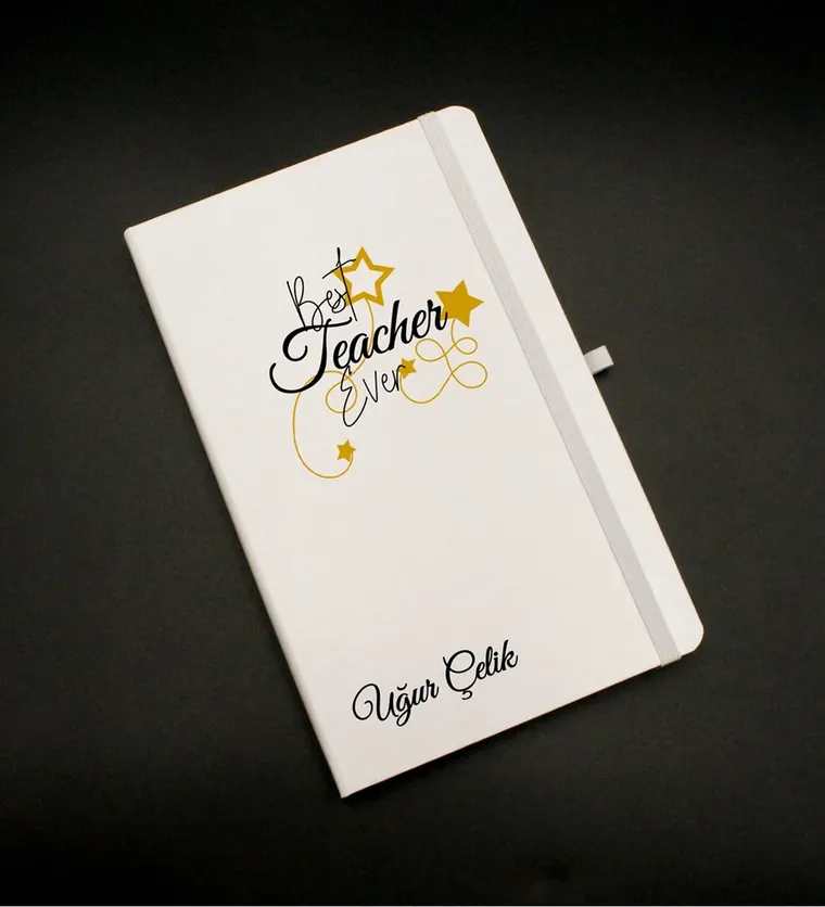 Bitlis Kişiye Özel Best Teacher Ever Baskılı Beyaz Defter Siparişi