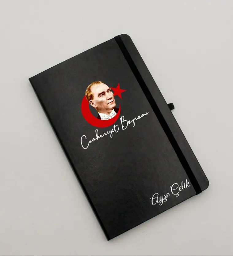 Aksaray Kişiye Özel Cumhuriyet Bayramı Baskılı Siyah Defter Siparişi