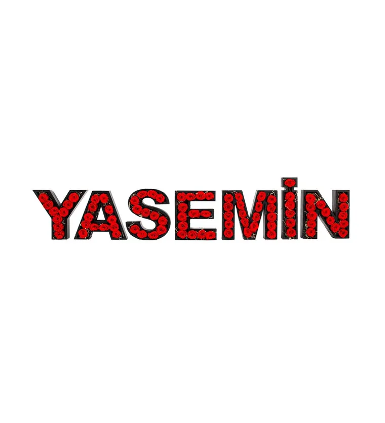 Kişiye Özel Harf Saksıda Yedili Kırmızı Solmayan Gül Tasarımı - Bitlis çiçek siparişi