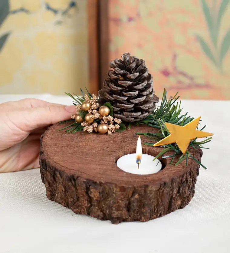 Van Kütük Dekoratif Tekli Tealight Mum Siparişi