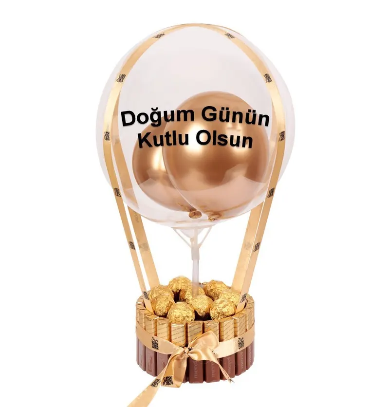 Merci Kaplı Balonlu Ferrero Gold Fındıklı Çikolata - Sinop çiçek siparişi