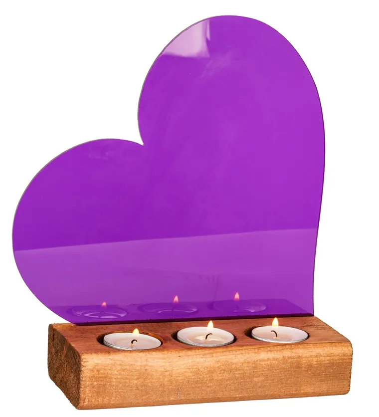 Mor Kalpli Pleksi 3'lü Tealight Mum - Isparta çiçek siparişi