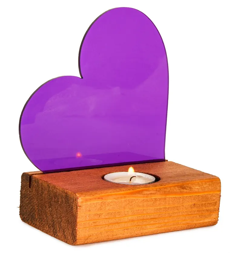 Mor Kalpli Pleksi Küçük Tealight Mum - Isparta çiçek siparişi