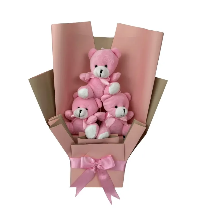 Premium Pembe Mini Sevimli Ayıcık Buketi - Van çiçek siparişi