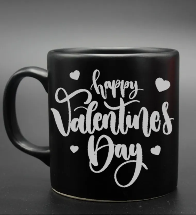 Iğdır Sevgililer Gününe Özel Gold & Gümüş Happy Valentines Day Baskılı Siyah Kupa (Model 1) Siparişi